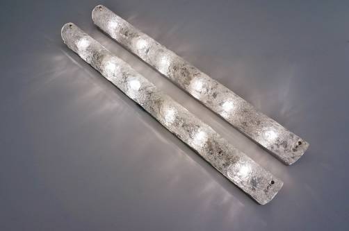 Hillebrand pair large wall lights, crystal & chrome, 1970`s ca, German